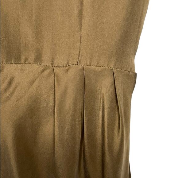 CLUB MONACO Olive Brown Silk Scoop Neck Sleeveless Knee Length Dress Size 2 - Picture 4 of 9